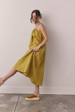 Load image into Gallery viewer, Linen Polka dot back tie ankle dress