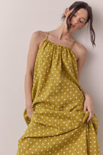 Load image into Gallery viewer, Linen Polka dot back tie ankle dress