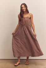 Load image into Gallery viewer, Front shirring gingham cami dress