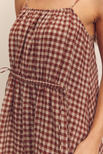Load image into Gallery viewer, Front shirring gingham cami dress