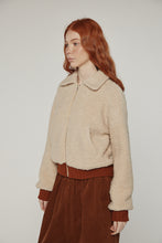Load image into Gallery viewer, Wool blend ribbed short bomber jacket