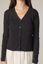 Load image into Gallery viewer, V neck cotton line rib cardigan