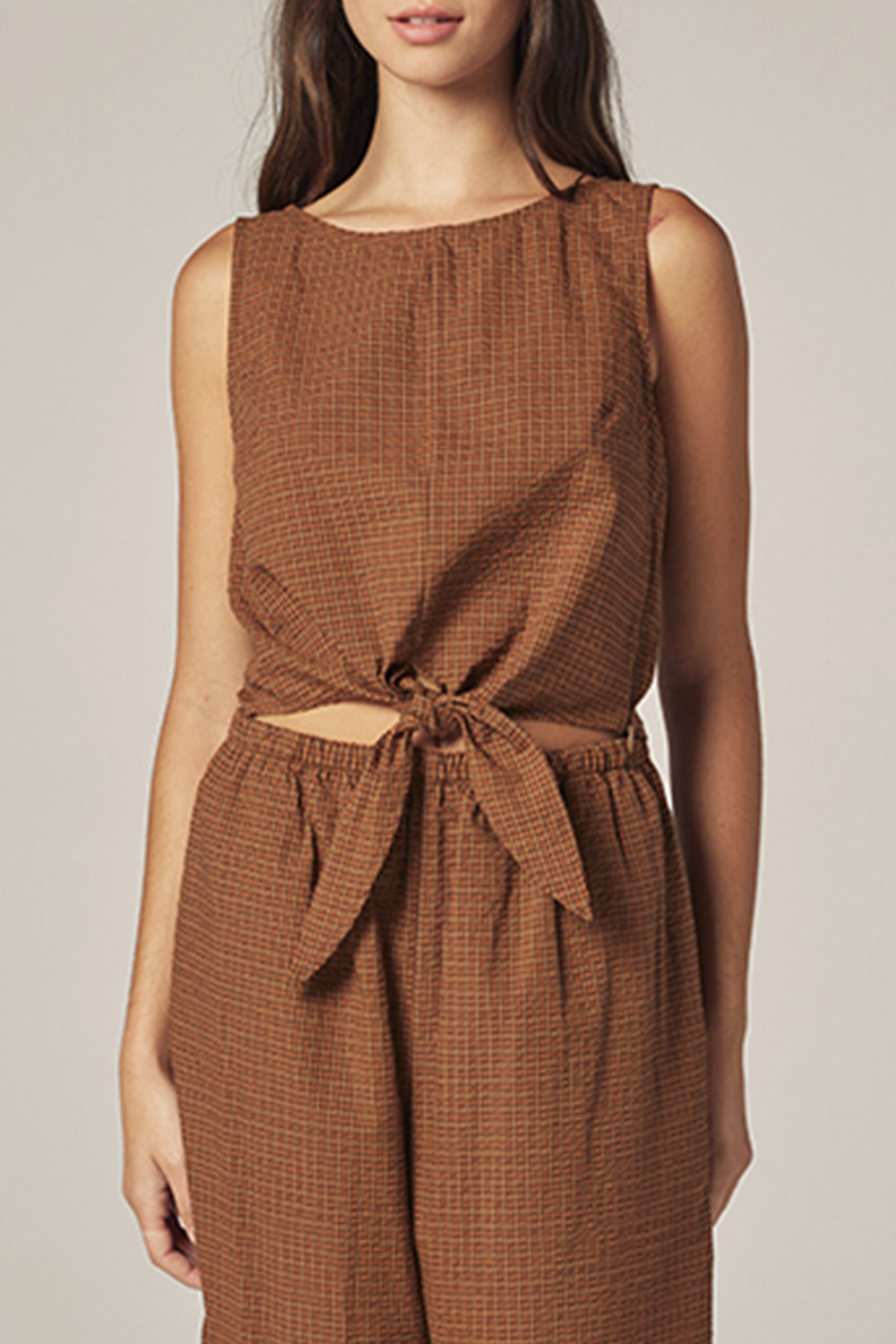 Plaid Tie Top
