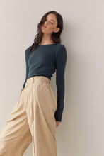 Load image into Gallery viewer, Wool Tencel blend crew neck knit top
