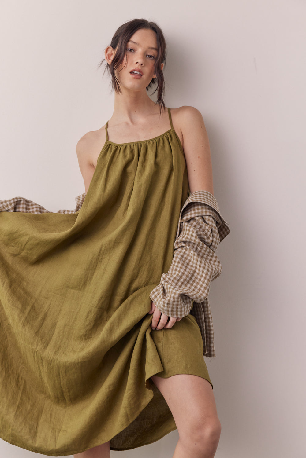 Back Tie Linen Dress