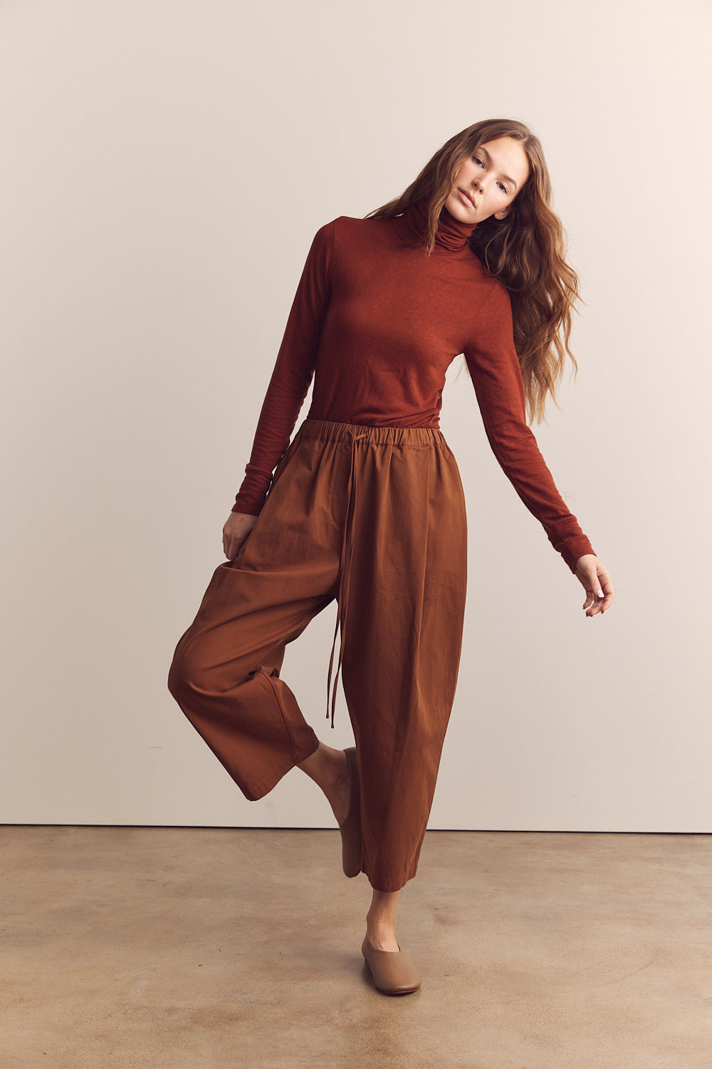 Drawstring Pleated Pants