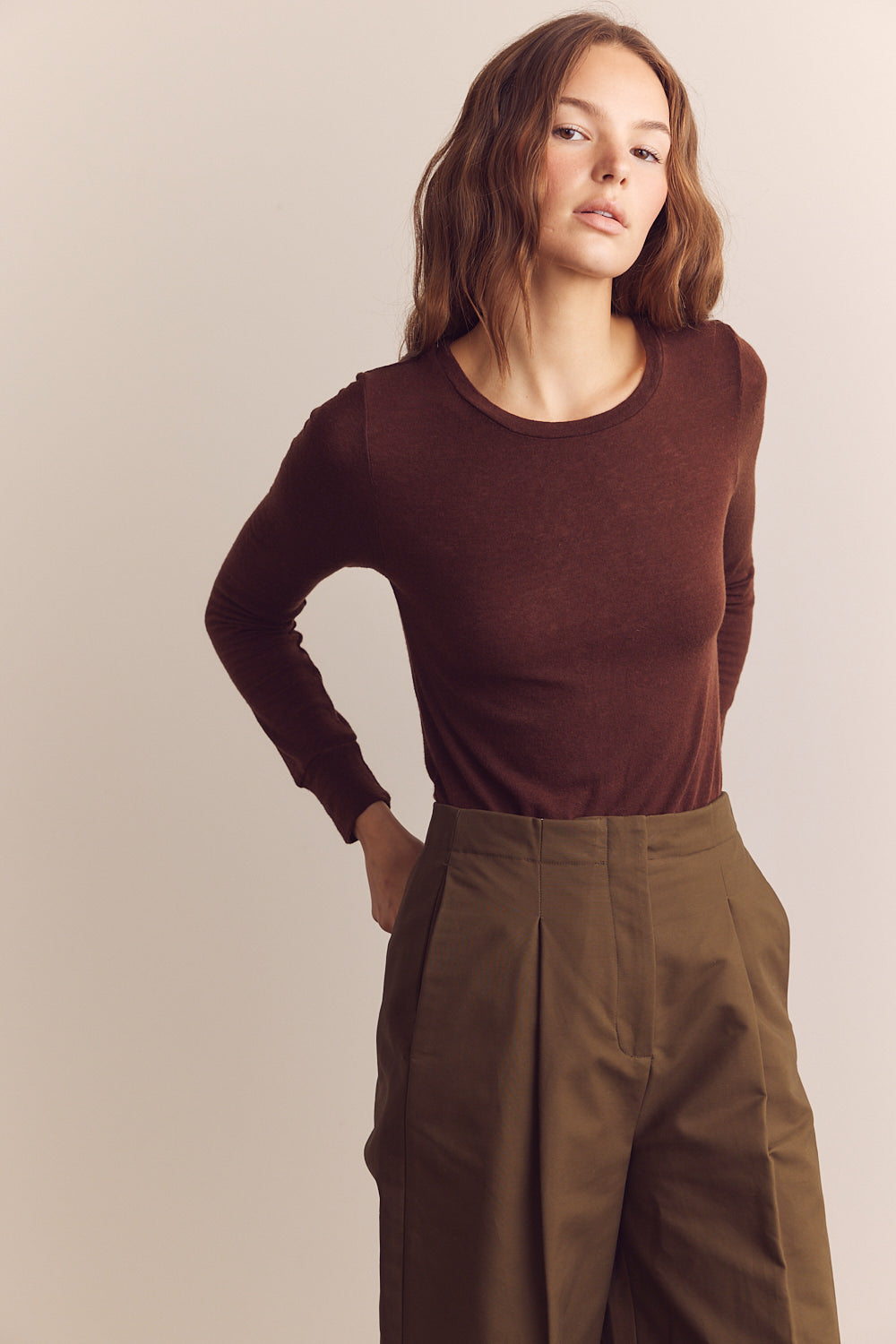 Wool blend knit top