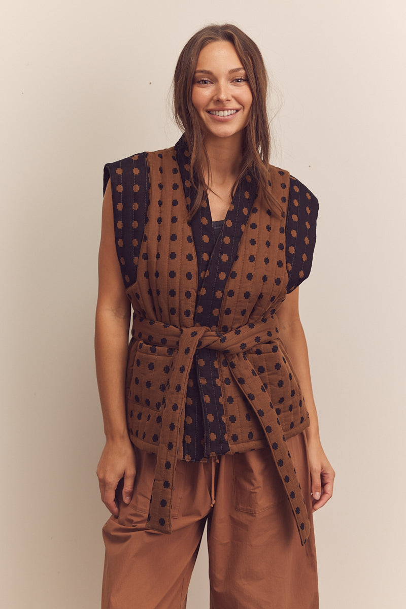 Tie Waist Quilted Vest