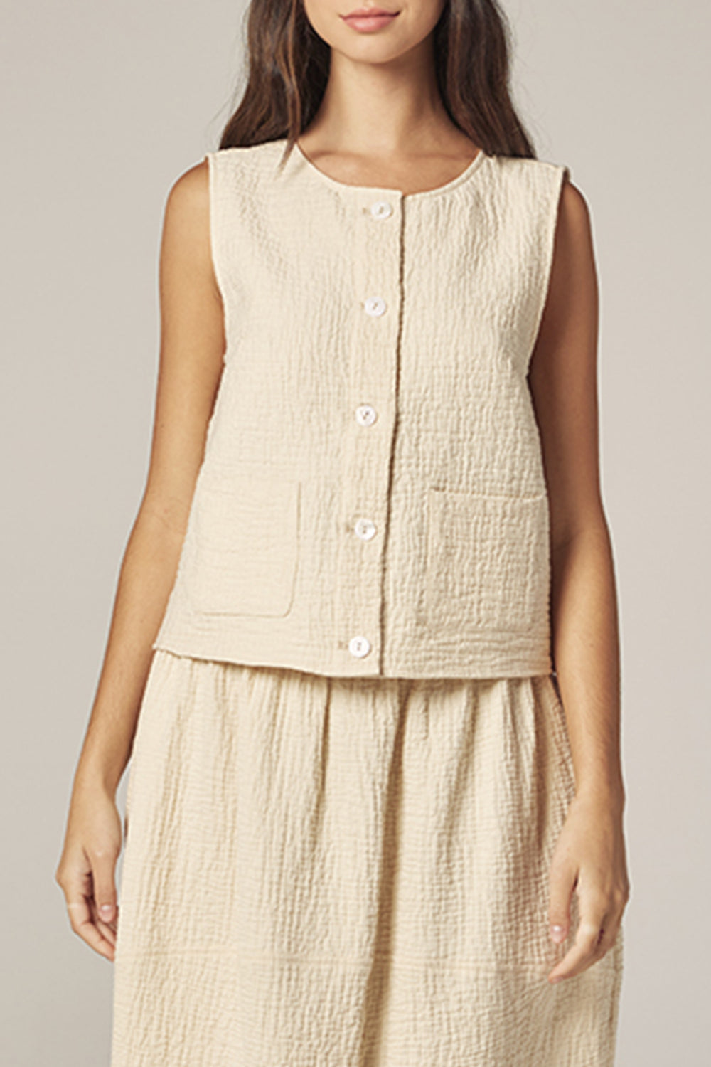 Jacquard Button Top