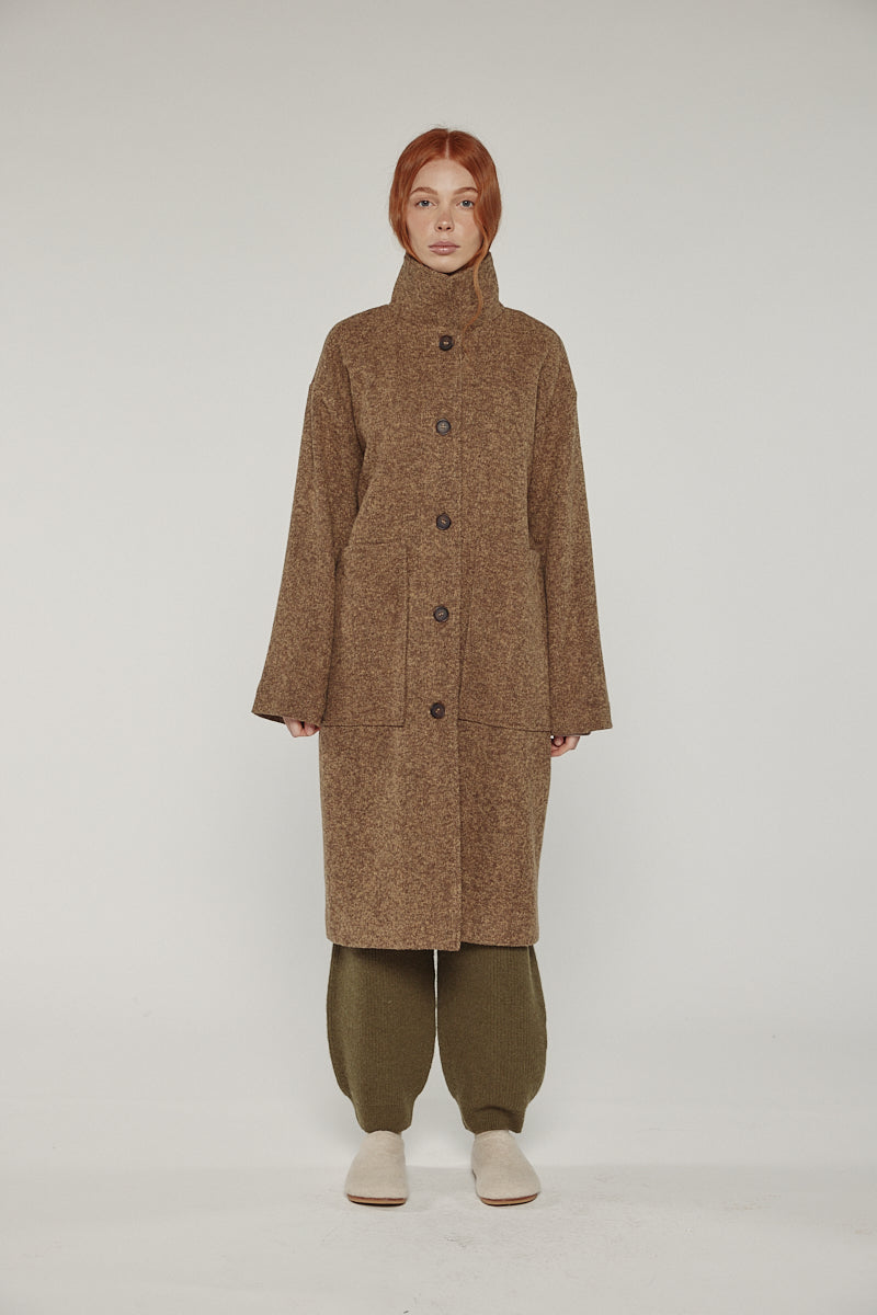 Wool high-neck coat