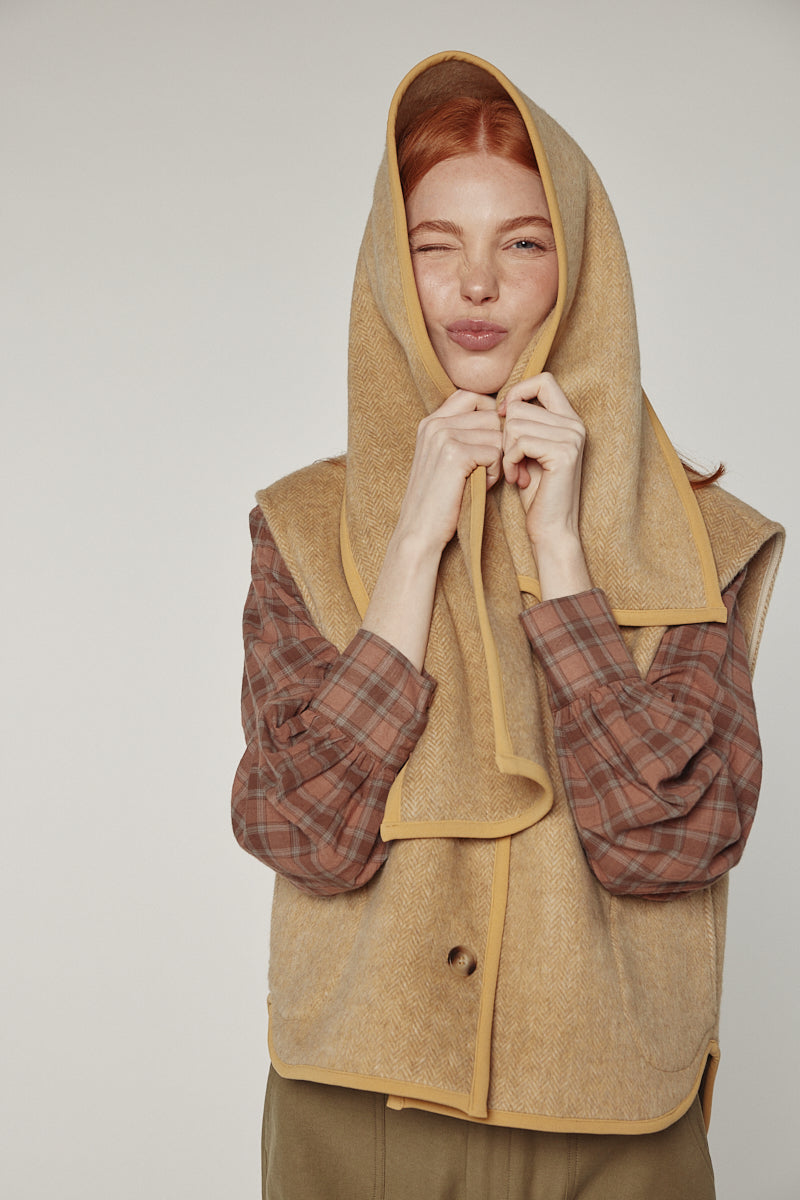Wool-blended scarf vest – amente