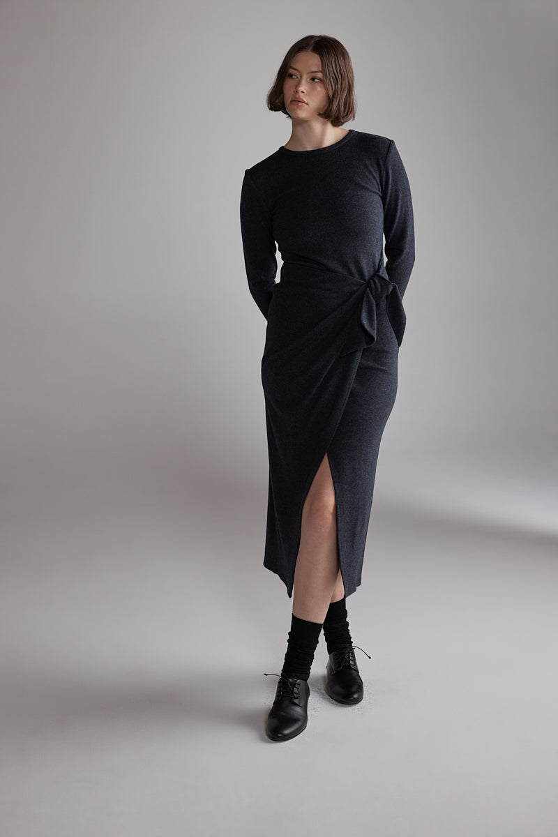 Wool Tie-Waist Dress