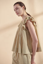 Load image into Gallery viewer, Ruffle short sleeve gingham top
