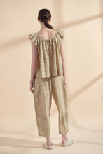 Load image into Gallery viewer, Ruffle short sleeve gingham top
