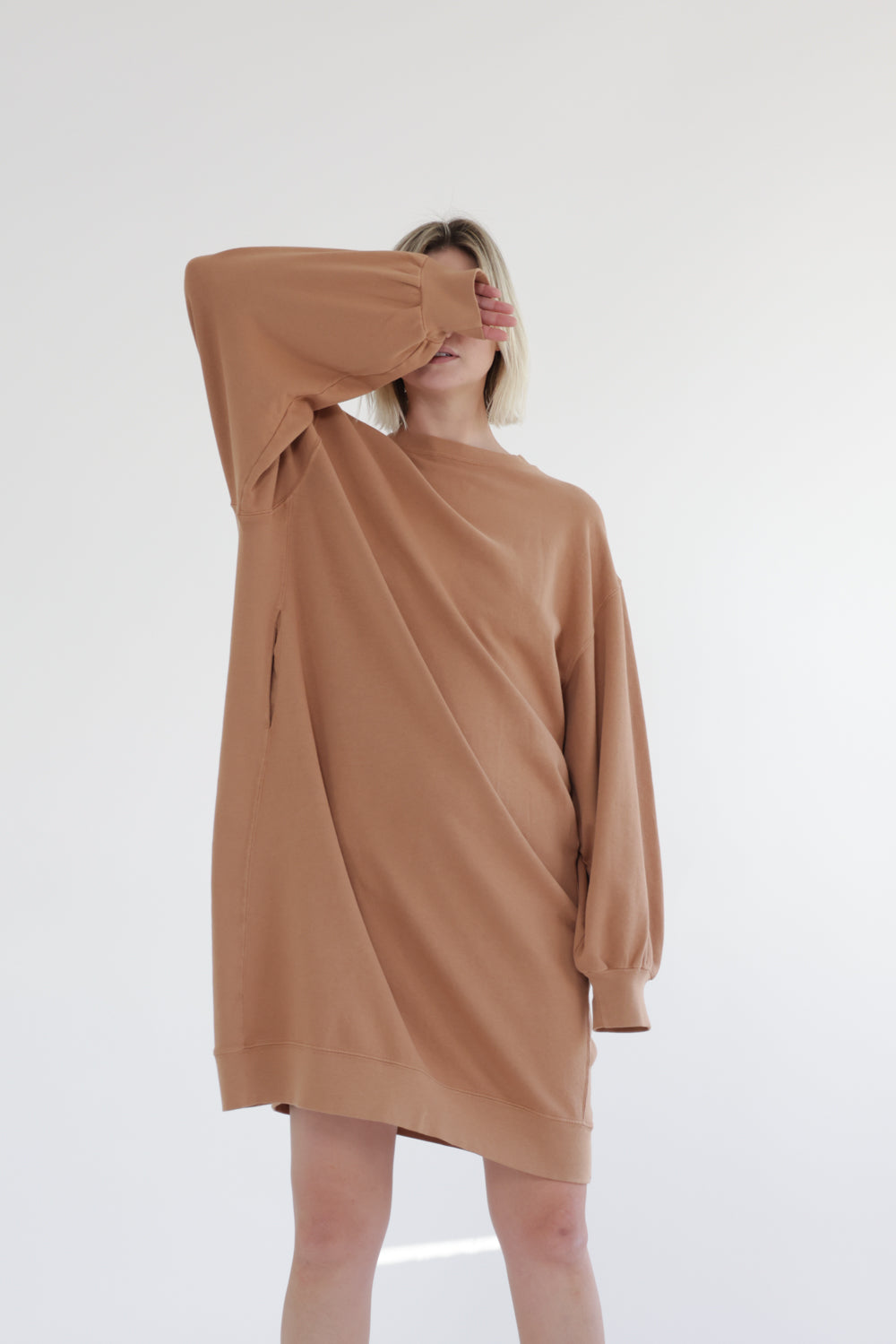 Garment dye sweatshirt dress