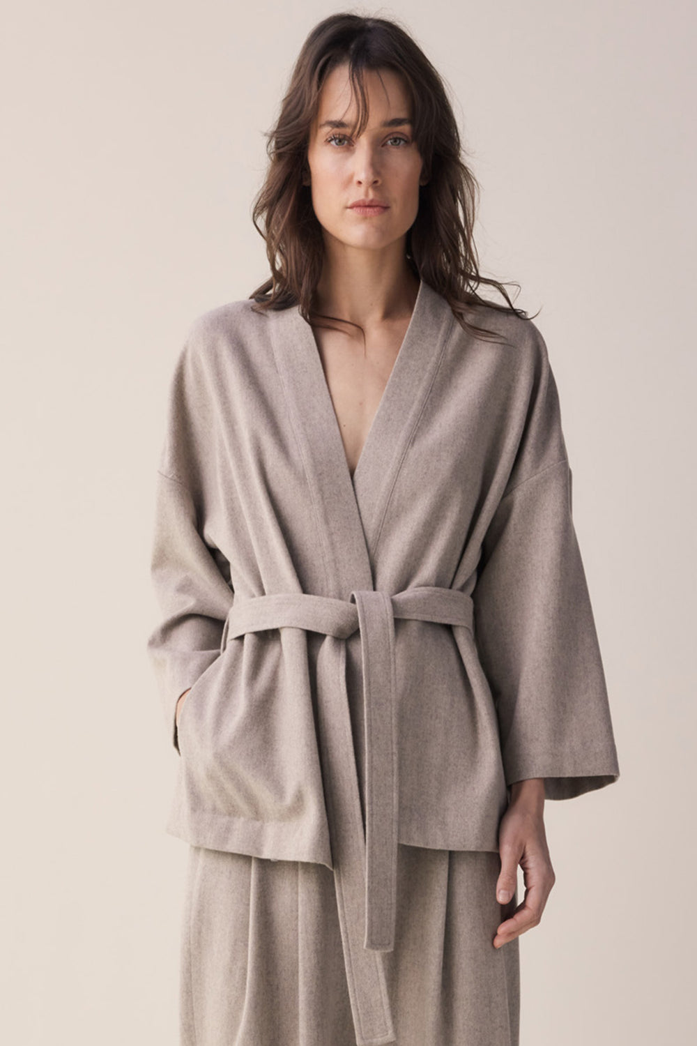 Tie waist  wool jacket