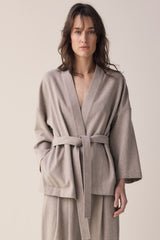 Tie waist  wool jacket