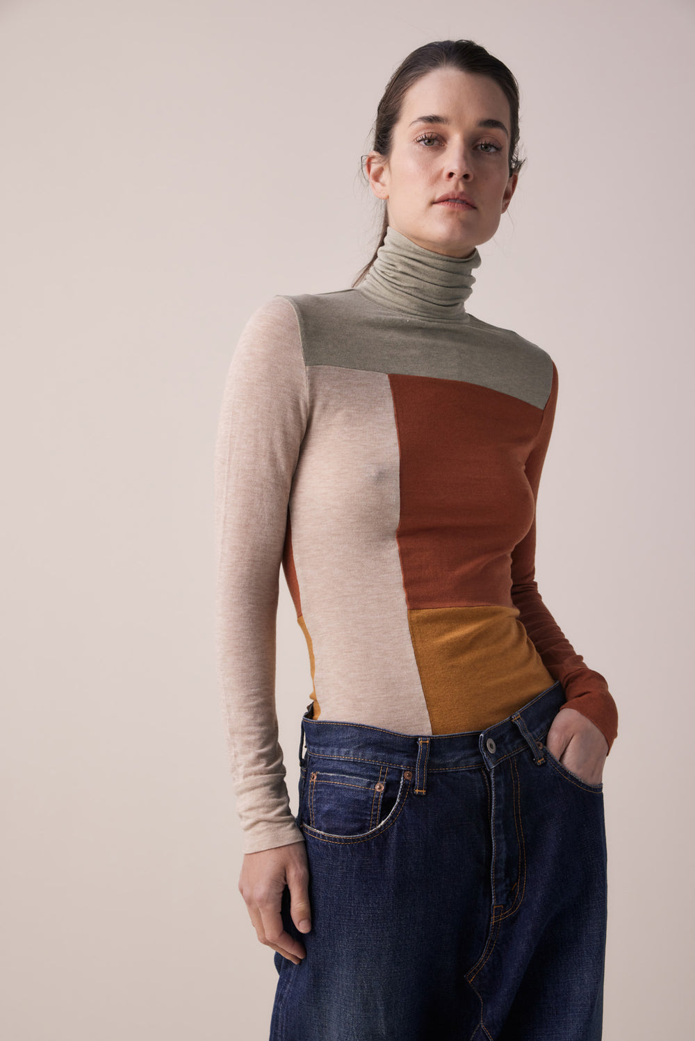 Color block turtleneck