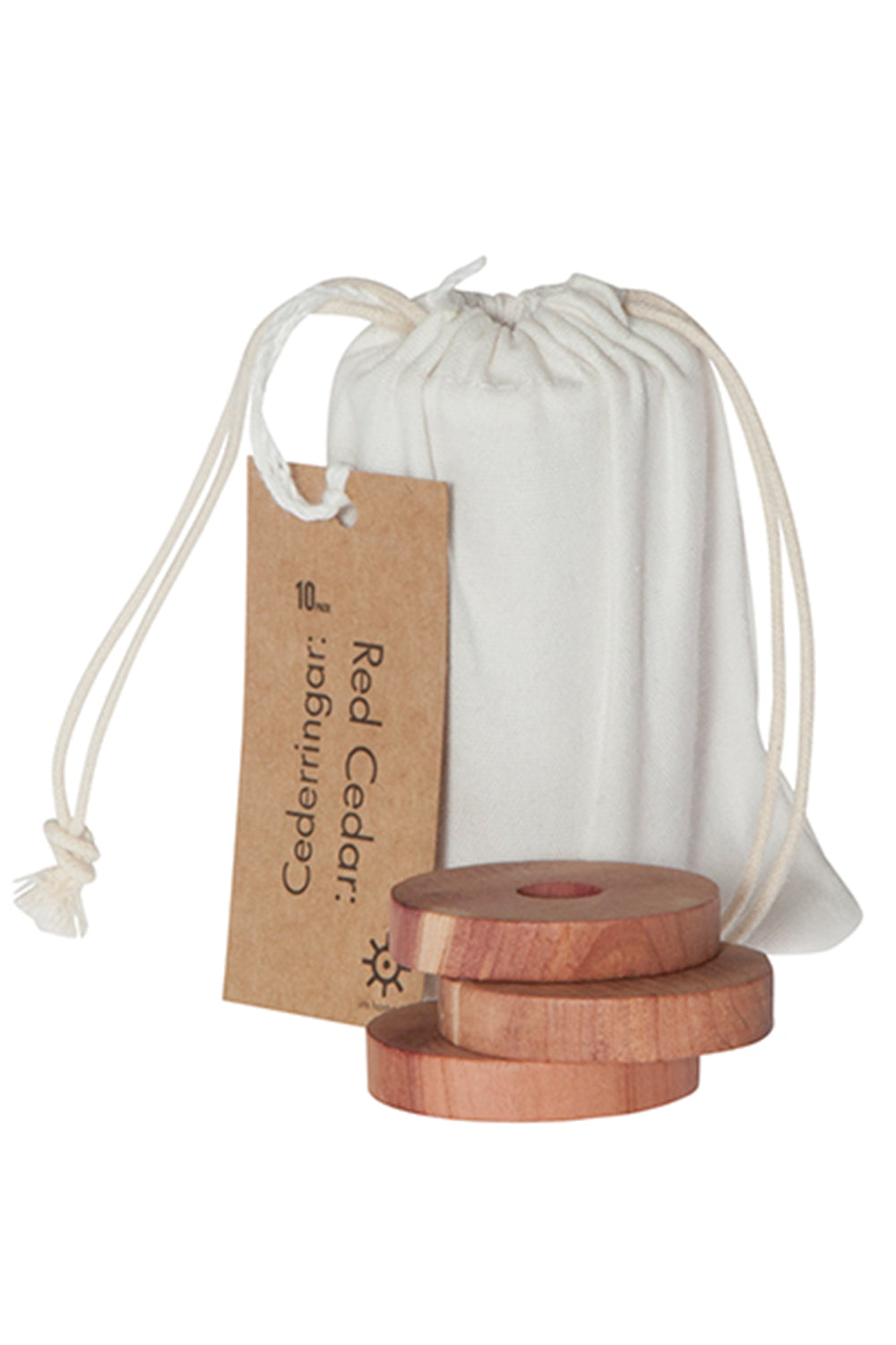 Red Cedarwood Rings cotton bag 10pcs