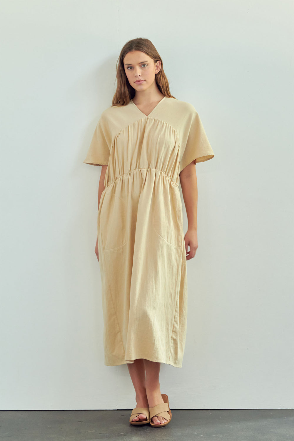 Shirred Midi Dress