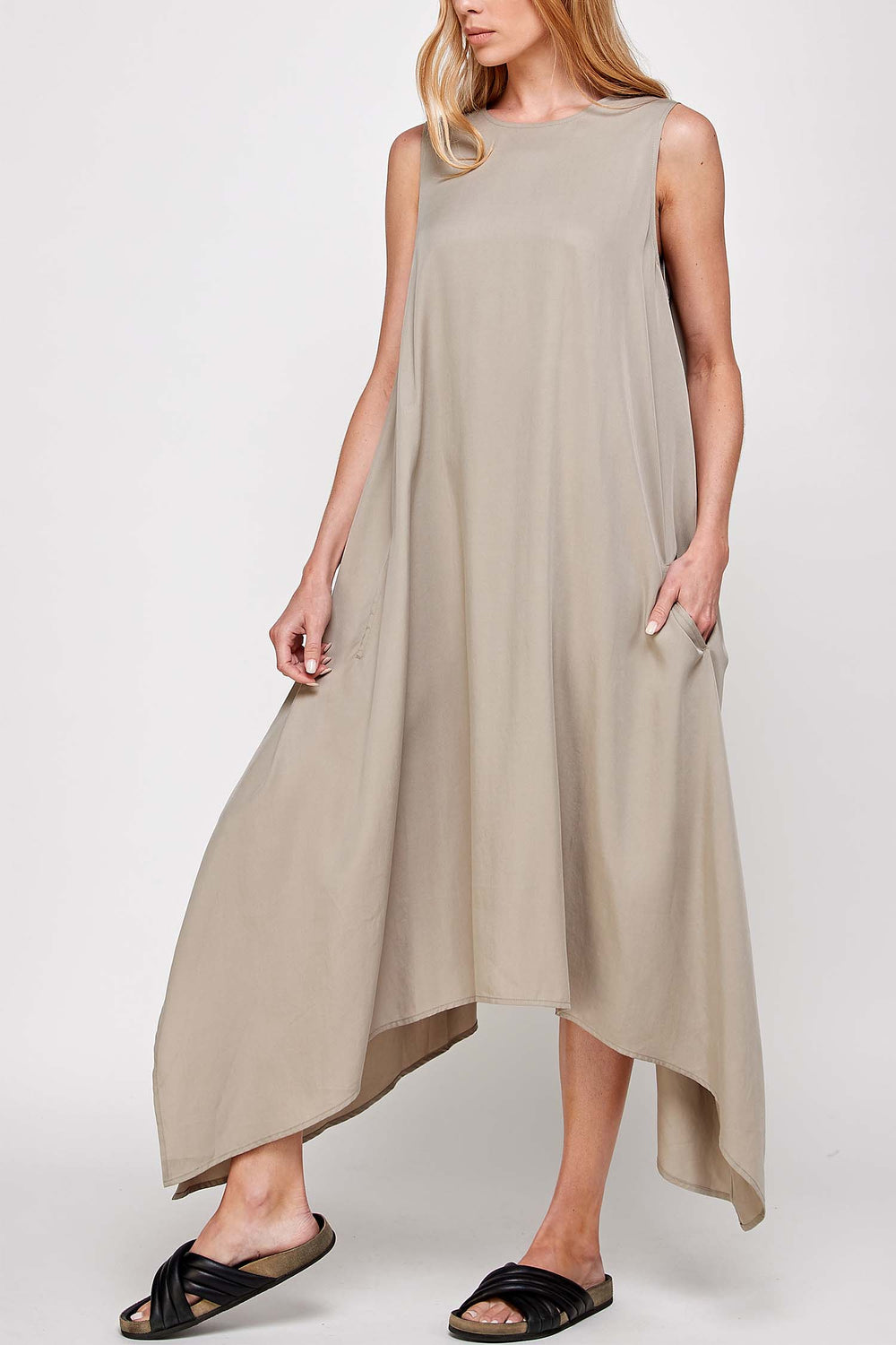 Asymmetric Hem Midi Dress
