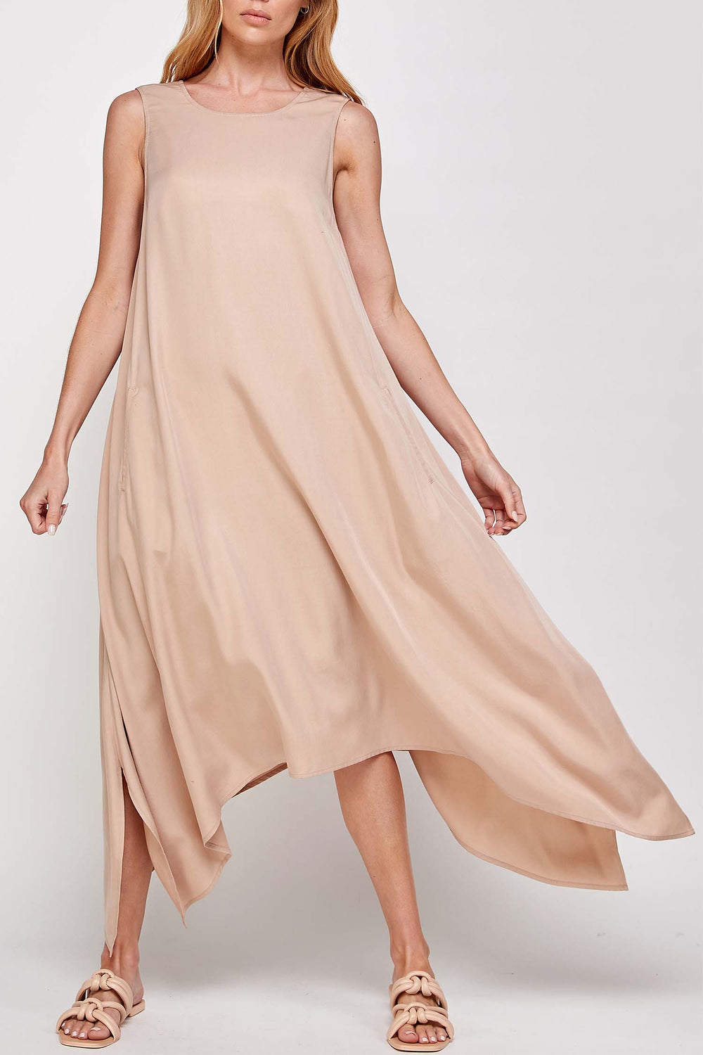 Asymmetric Hem Midi Dress