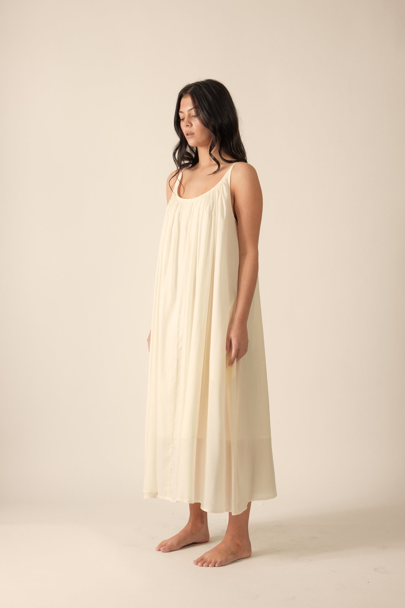 Low-Back Tencel Cami Dress in Ecru