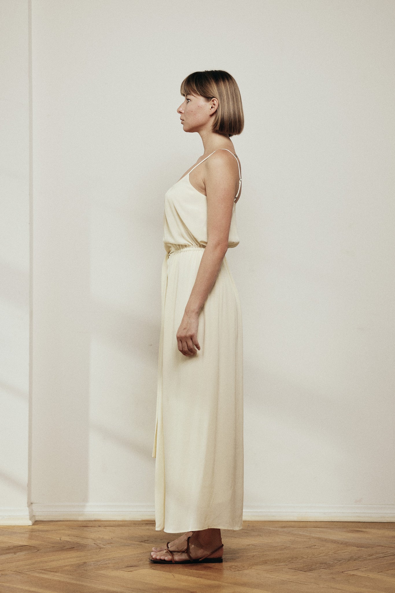 Tie Front Maxi Dress Large / Cream / 100% Viscose Tie Front Maxi Dress Large / Cream / 100% Viscose